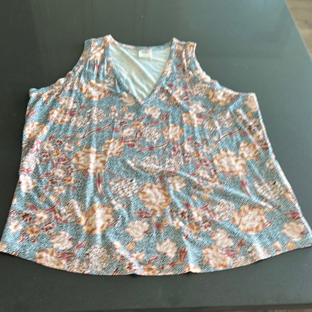 Matilda Jane Blue Relaxed Tank Top with Floral Design